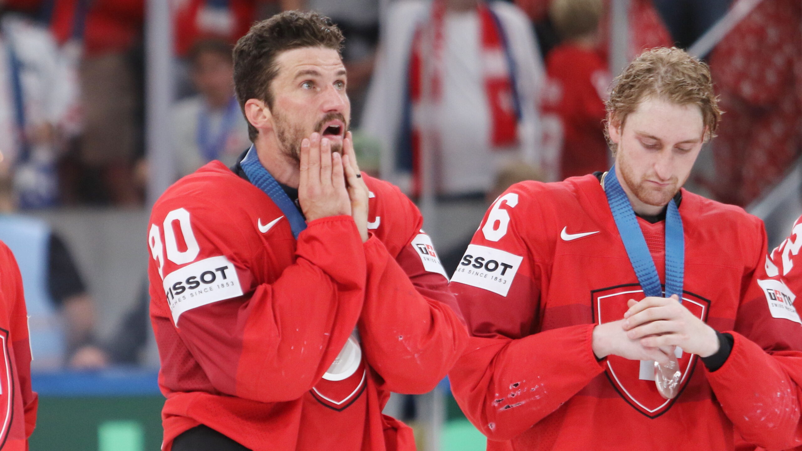 Roman Josi #90, Janis Moser #86, IIHF World Championship 2026 Final SUI - FIN, Swiss Life Arena, Zürich © Puckfans.at / Andreas Robanser | Quelle: