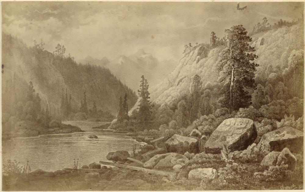 Vid bliz Nilovskoĭ pustyni / Landschaft nahe Nilova Pustyn, Region Irkutsk, 1880er Jahre | Quelle: National Library of Russia, World Digital Library / Library of Congress. Free to use and reuse according to LOC Rights & Access.